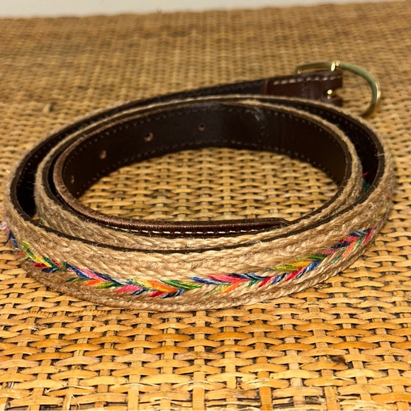 Vintage Eddie Bauer Leather Woven Belt Colorful Stitching Western Cowgirl Rodeo - Picture 3 of 9